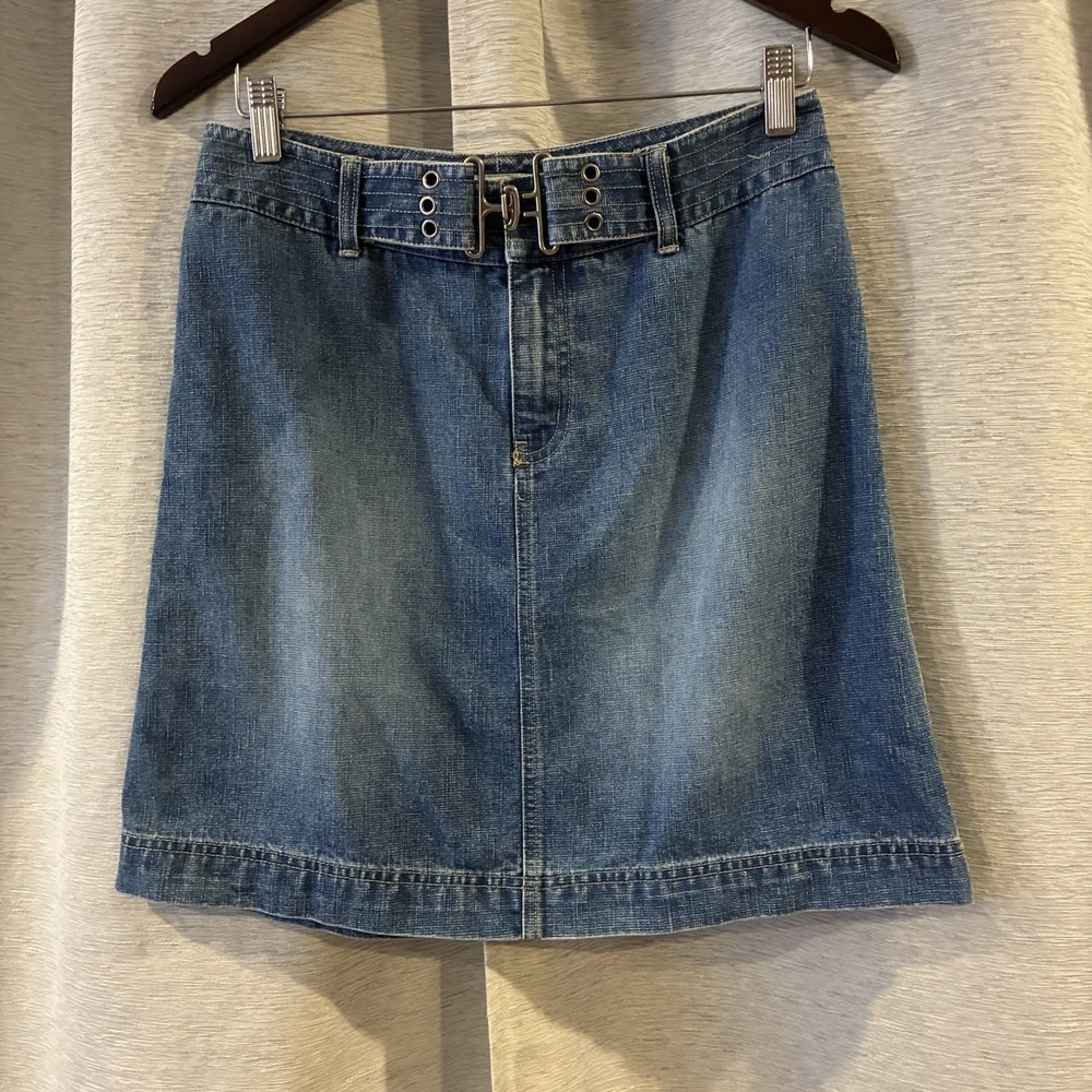 Vintage Faded Glory Y2K Denim Midi Skirt Size 6